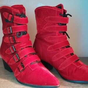 Strangecvlt Red Velvet Coven Boots Size 8
